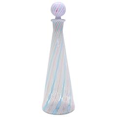 Fratelli Toso Zanfirico Latticino Murano Glass Decanter with Stopper 1