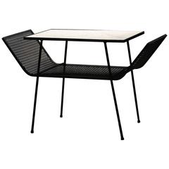  Modernist Wrought Iron Mesh Marble Top Table