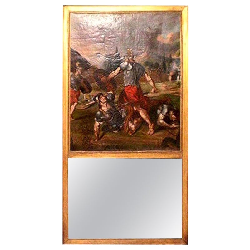Unusual 18th Century French Louis XVI Trumeau Mirror For Sale