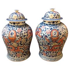 Antique Pair of Mid-19th Century Chinese Temple Jars