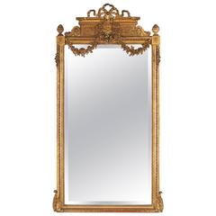 Louis XVI Style Gold Leaf Beveled Mirror, circa 1930s 9