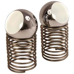 Pair of Playfull Chrome Eyeball on Spring Table Lamp, 1970s, USA 8