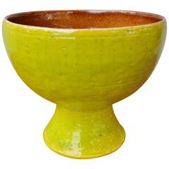 Bitossi Lime Green and Brown Footed Bowl for Raymor