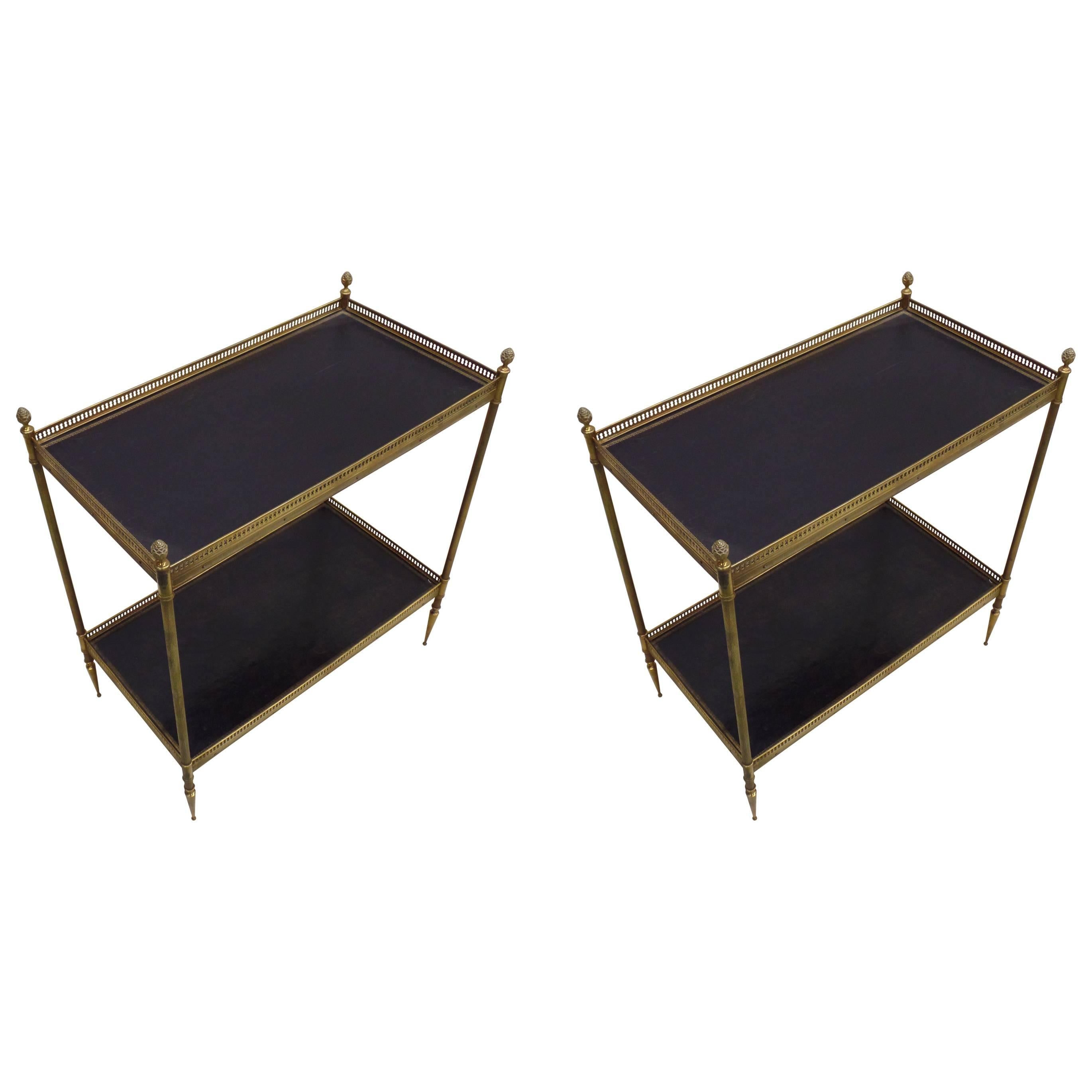 Iconic Pair of Double Level Side Tables by Maison Jansen