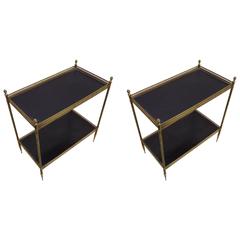 Iconic Pair of Double Level Side Tables by Maison Jansen