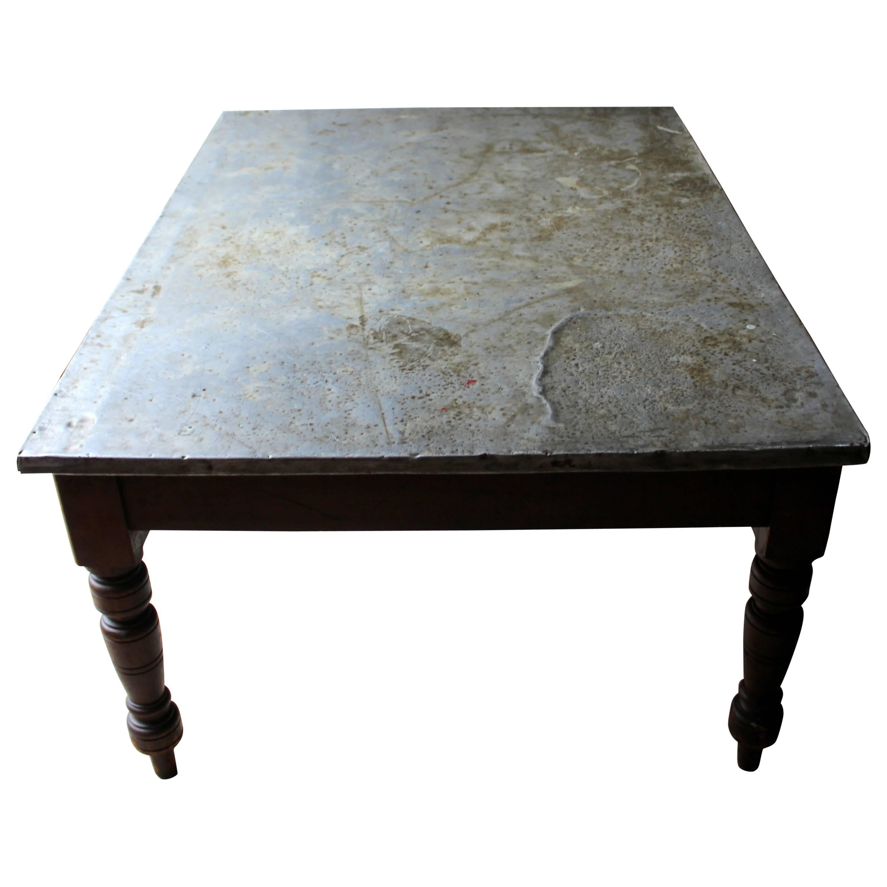 Fabulous 19th Century Victorian Pine and Zinc Topped Table, Circa 1870-1880