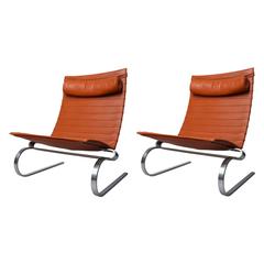 Pair of Poul Kjaerholm PK 20 Leather Lounge Chair, 1984