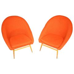 Pair of 1960s Orange Cocktail Chairs