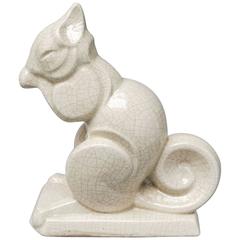 French Art Deco Craquelé or Crackle Ceramic Squirrel A.M.C 10