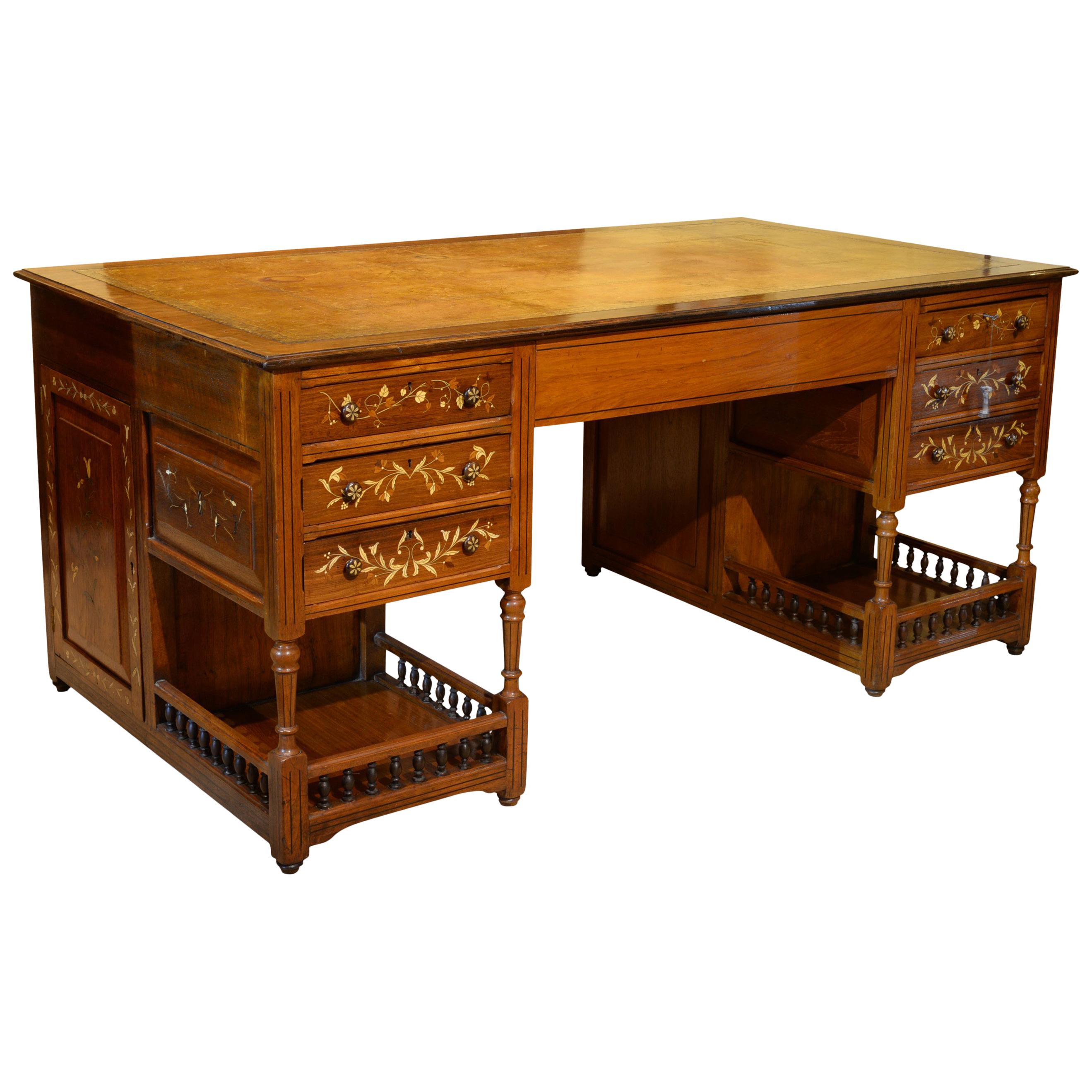 19th Century Anglo-Indian Hardwood Partners Desk For Sale