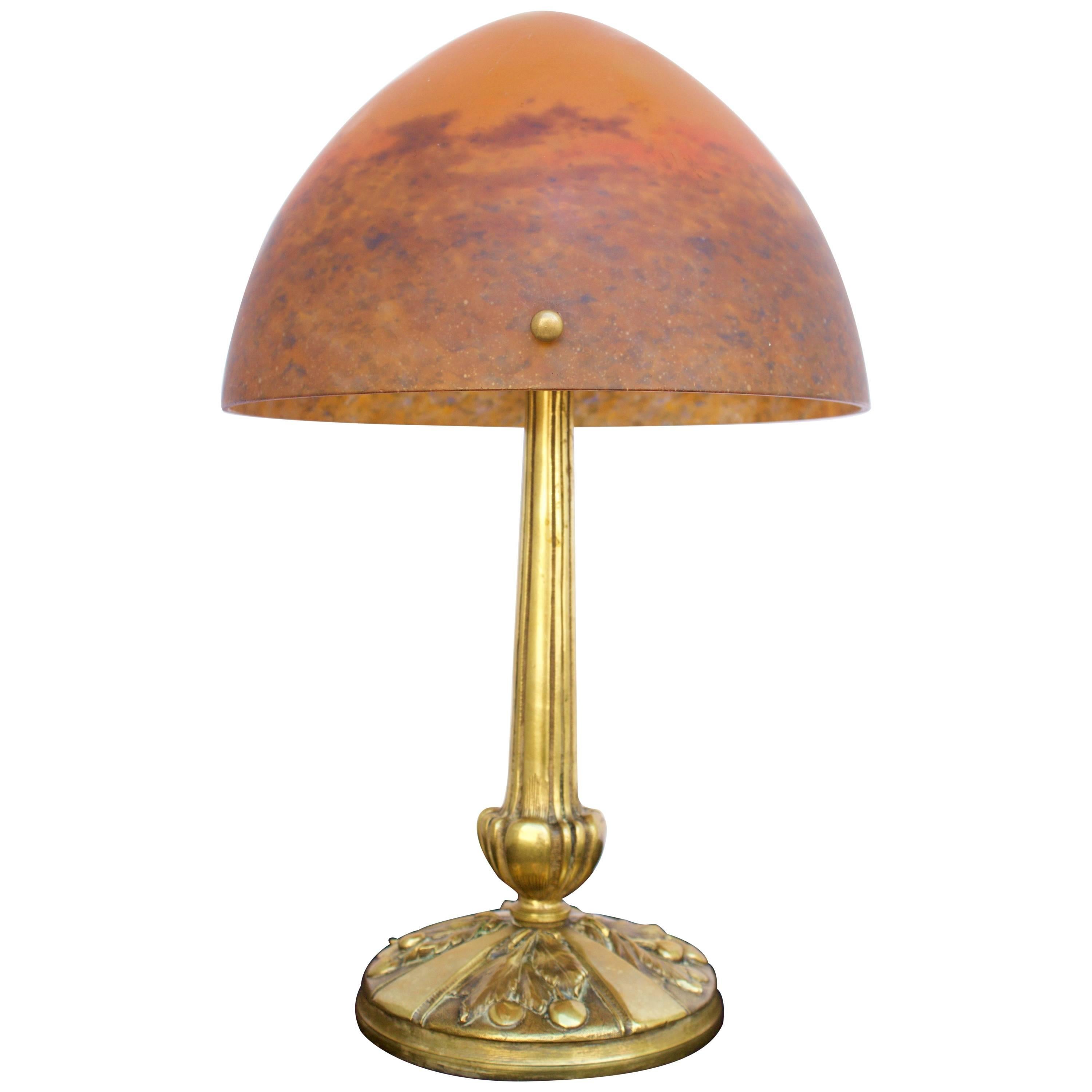 Art Deco Table Lamp Signed Muller Freres Luneville For Sale
