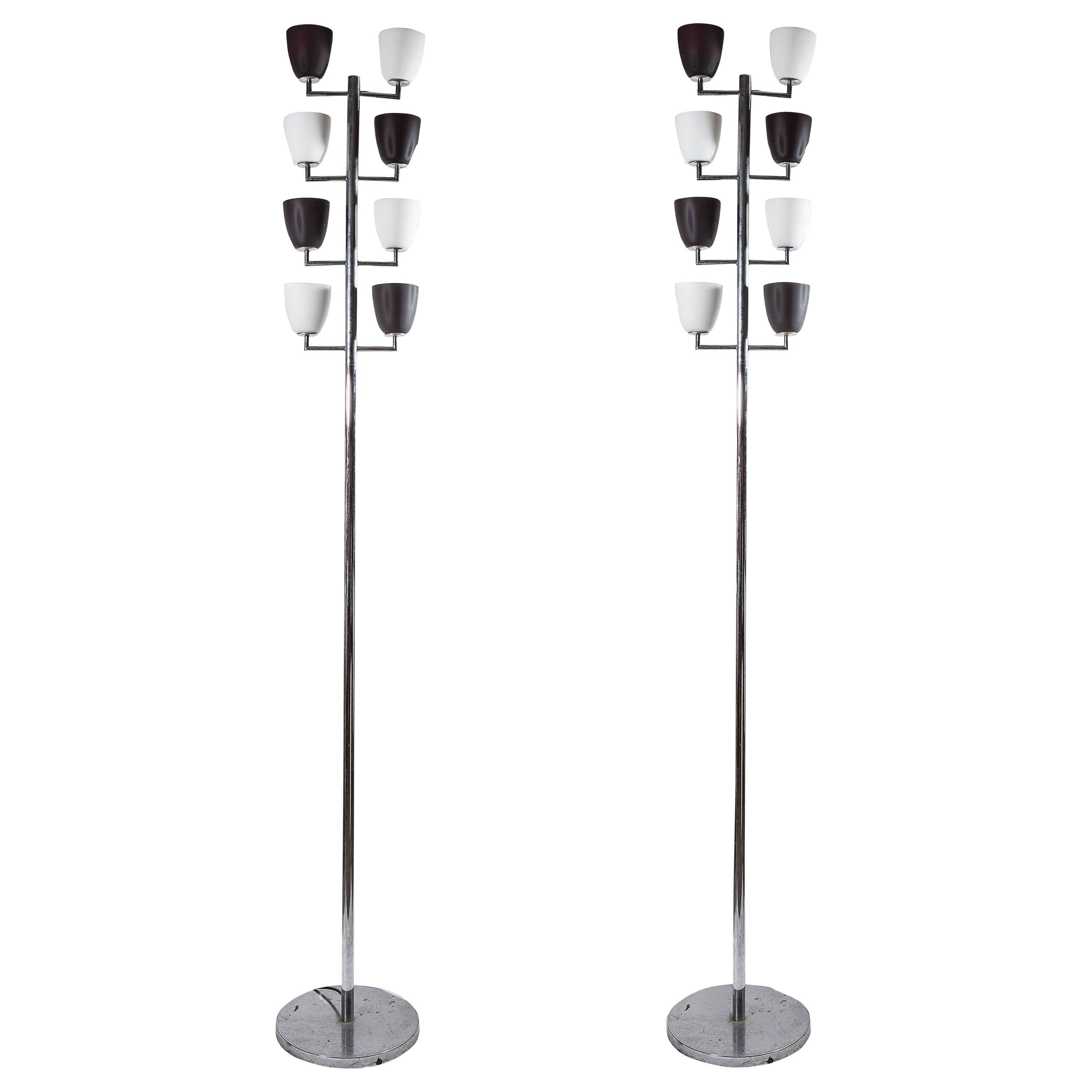 Late of 20th century pair of eight lights Floor Lamps made by Fontana Arte For Sale