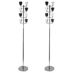 Late of 20th century pair of eight lights Floor Lamps made by Fontana Arte