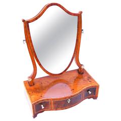 Antique Small Mahogany Serpentine Dressing Table Mirror
