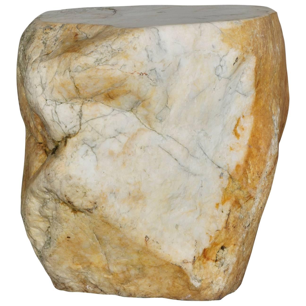 Stool in White Japanese Marble
