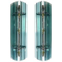 Veca Mid-Century Modern Pair of Italian Glass Sconces