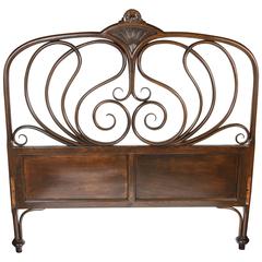 1940s Bent Rattan Full-Size Headboard