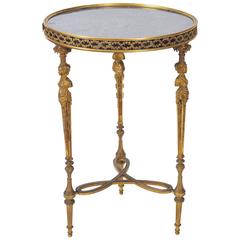 French 19th Century Round Lapis Lazuli Marble Topped Table