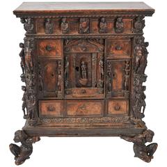 Ornate Italian 17th Century Carved Walnut Chest