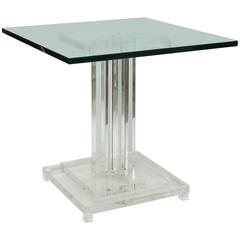 Mid-Century Modern Hollis Jones/Karl Springer Style Lucite Pedestal Table