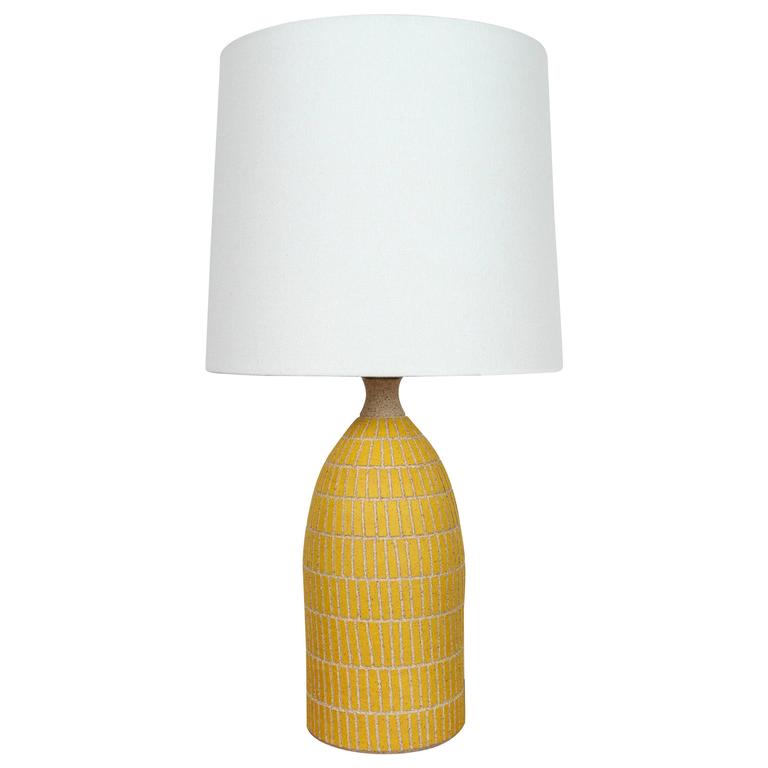 Yellow Etched Tile Ceramic Lamp By Meredith Metcalf