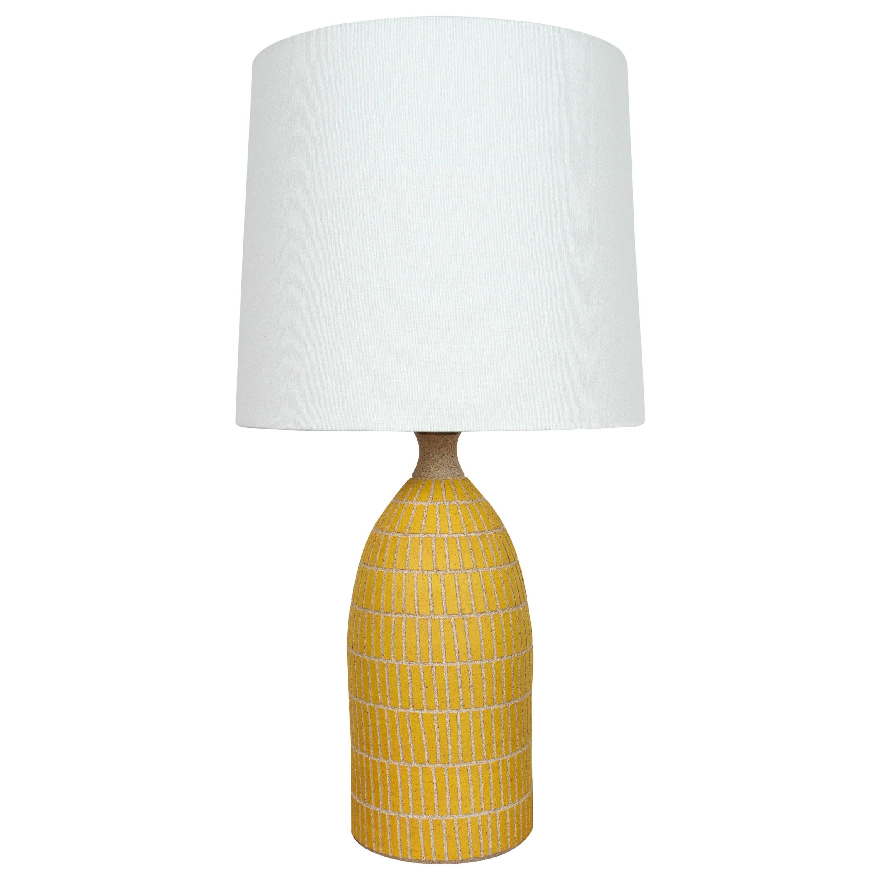 Yellow Etched Tile Ceramic Lamp by Meredith Metcalf