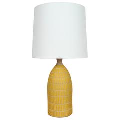 Yellow Etched Tile Ceramic Lamp by Meredith Metcalf