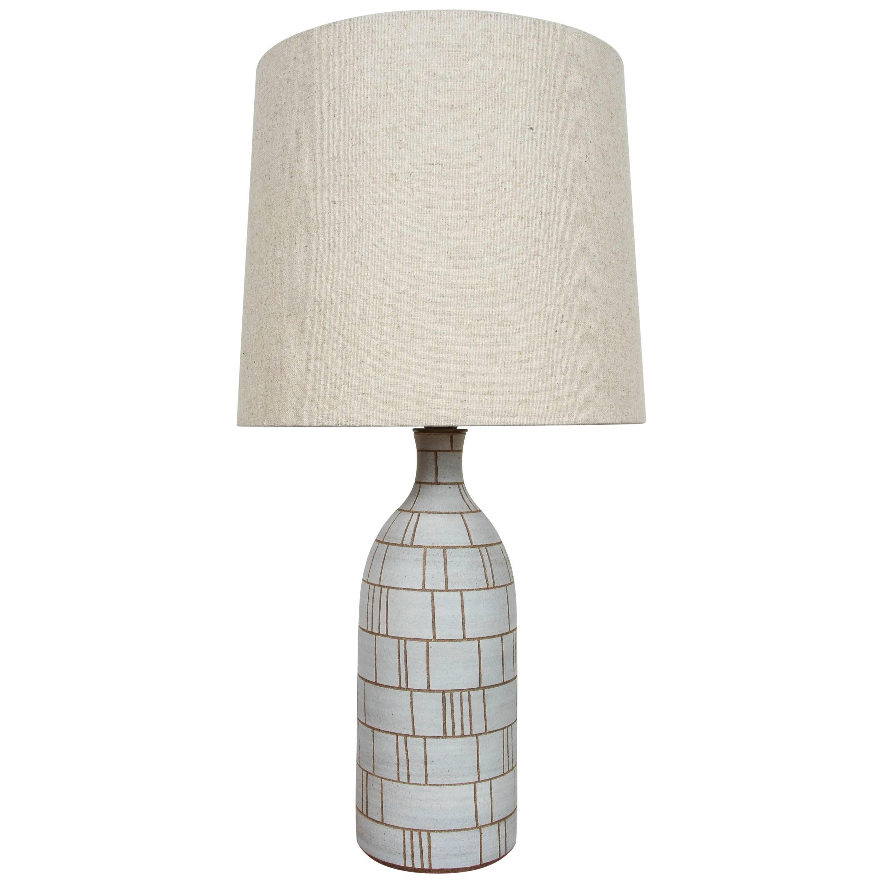 Grey Etched Tile Lamp by Meredith Metcalf at 1stDibs