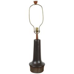 Matte Black Ceramic Lamp with Striped Base by Martz 6
