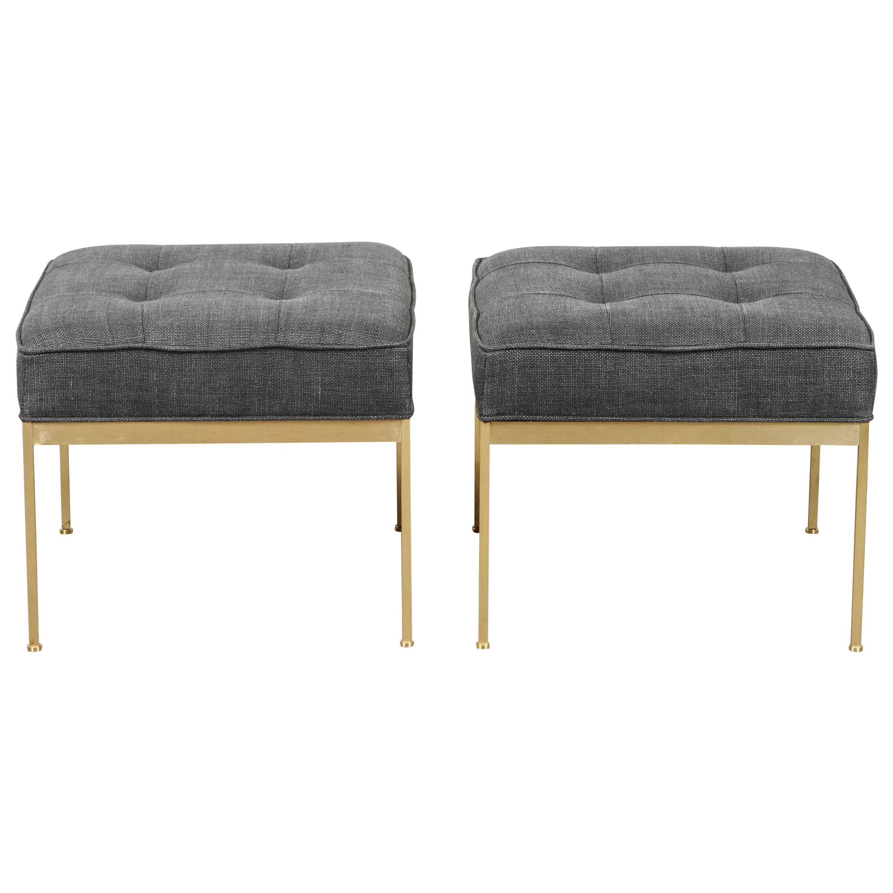 Pair of Square Brass Ottomans by LawsonFenning For Sale at 1stDibs