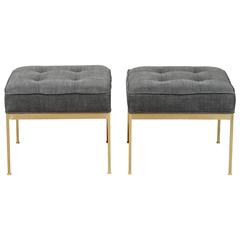 Pair of Square Brass Ottomans by Lawson-Fenning 8