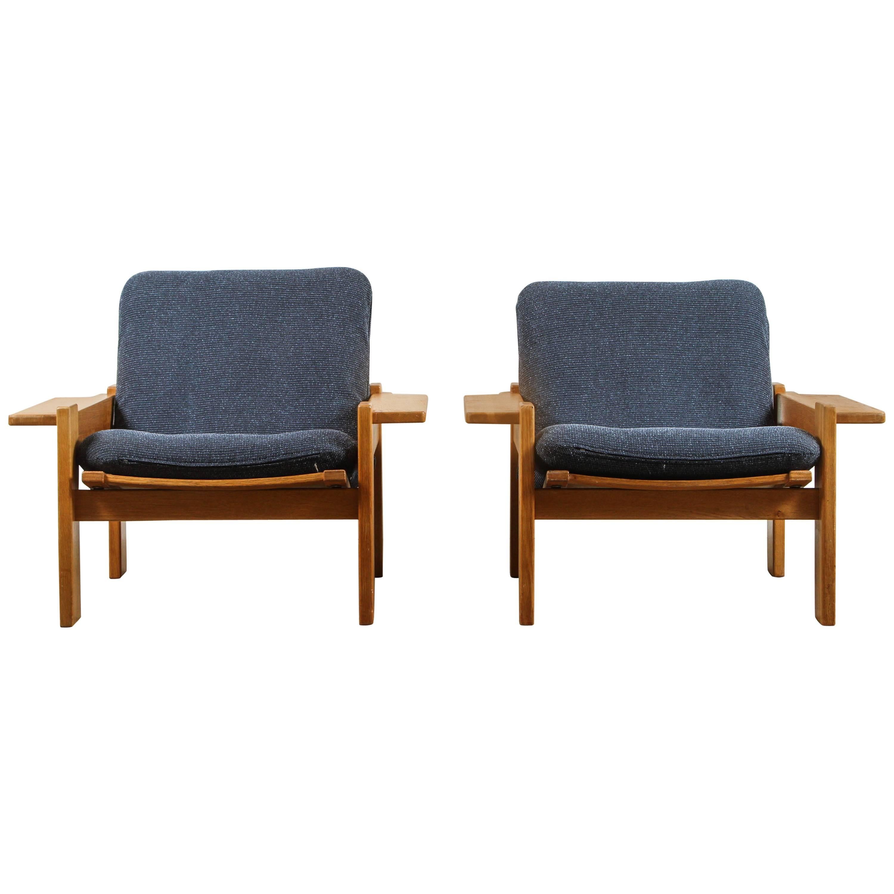 Pair of Solid Oak Armchairs by Yngve Ekstrom for Swedese