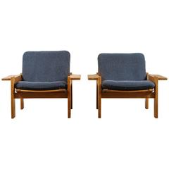 Pair of Solid Oak Armchairs by Yngve Ekstrom for Swedese
