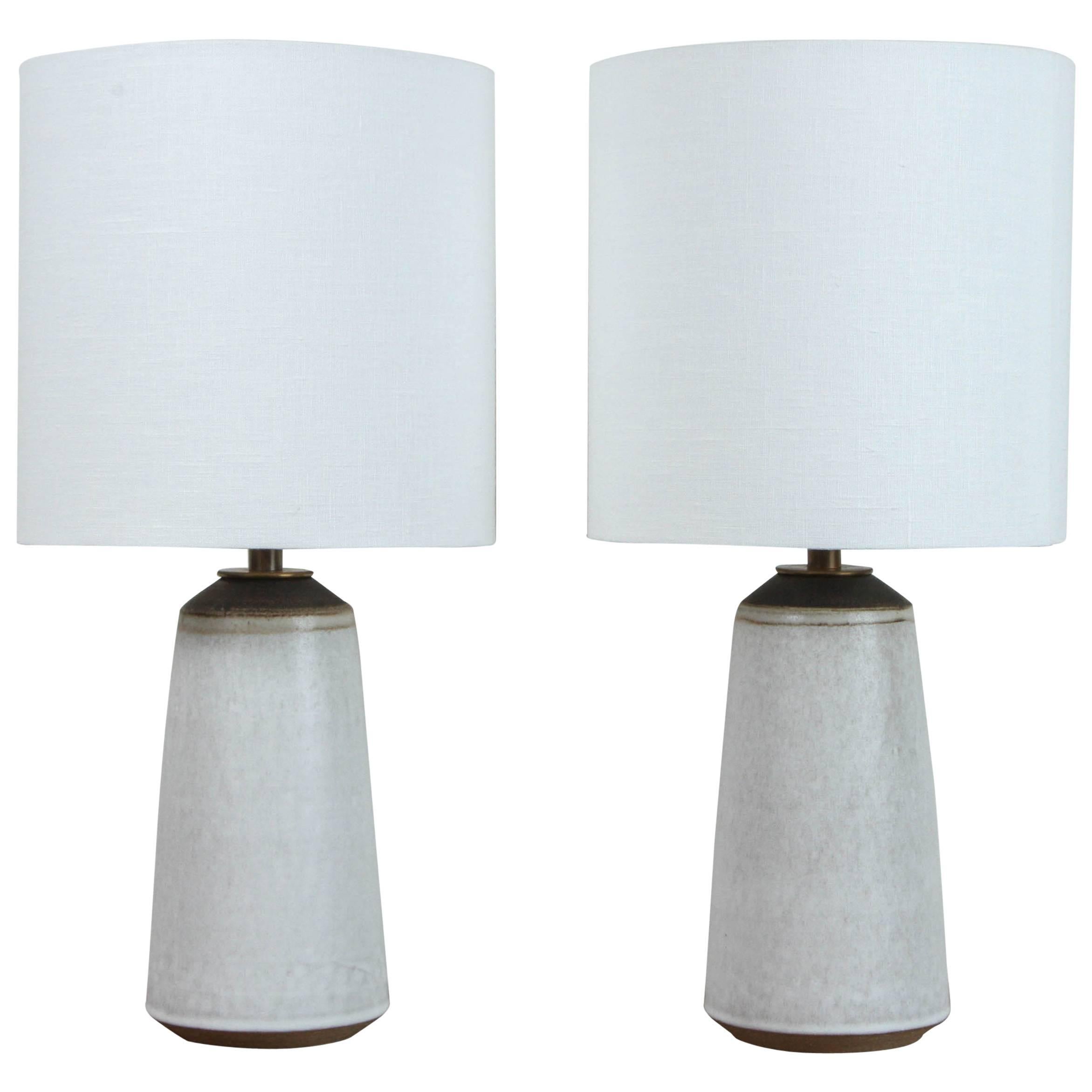 Pair of White Birch Ceramic Table Lamp by Victoria Morris