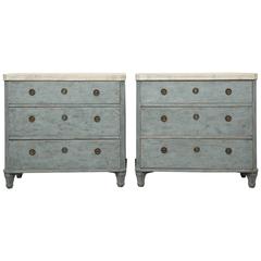 Pair of Antique Swedish Gustavian Painted Chests, 19th Century