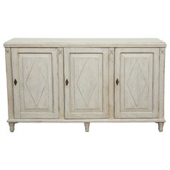 Antique Swedish Gustavian Style Painted Three-Door Sideboard Late 19th Century