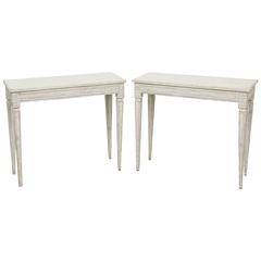 Pair of Small-Scale Swedish Gustavian Antique Consoles, Mid-19th Century