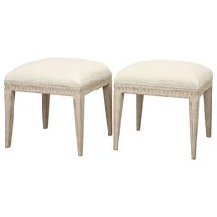 Pair of Swedish Gustavian Painted Stools, Mid-19th Century 12
