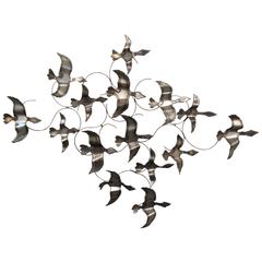 Vintage Modern Birds in Flight C. Jere Style Wall Art