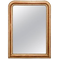19th Century French Louis Philippe Two-Tone Red and Beige Giltwood Wall Mirror