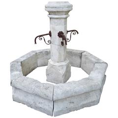 Hand-Carved Limestone Centre Fountain from France