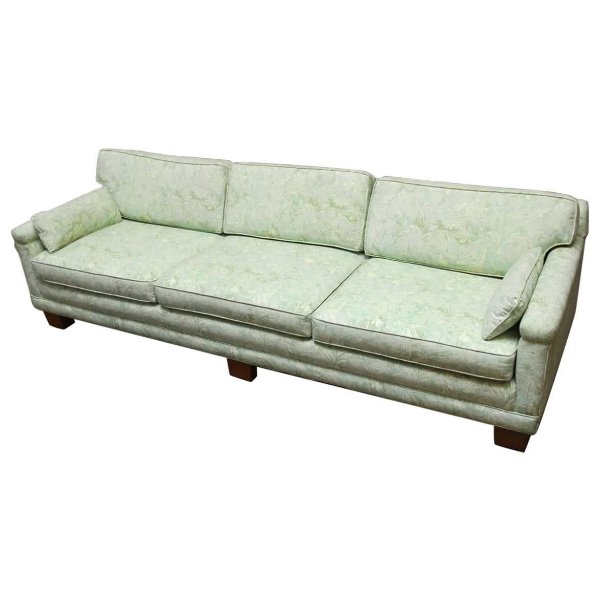 Mid-Century Modern Sofa Upholstered in Fortuny Style Fabric