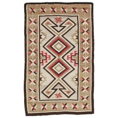 Antique Navajo Rug, Wool Oriental Rug, Beige Handmade Rug