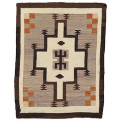 Antique Navajo Rug, Handmade Wool Oriental Rug, Beige and Brown 7