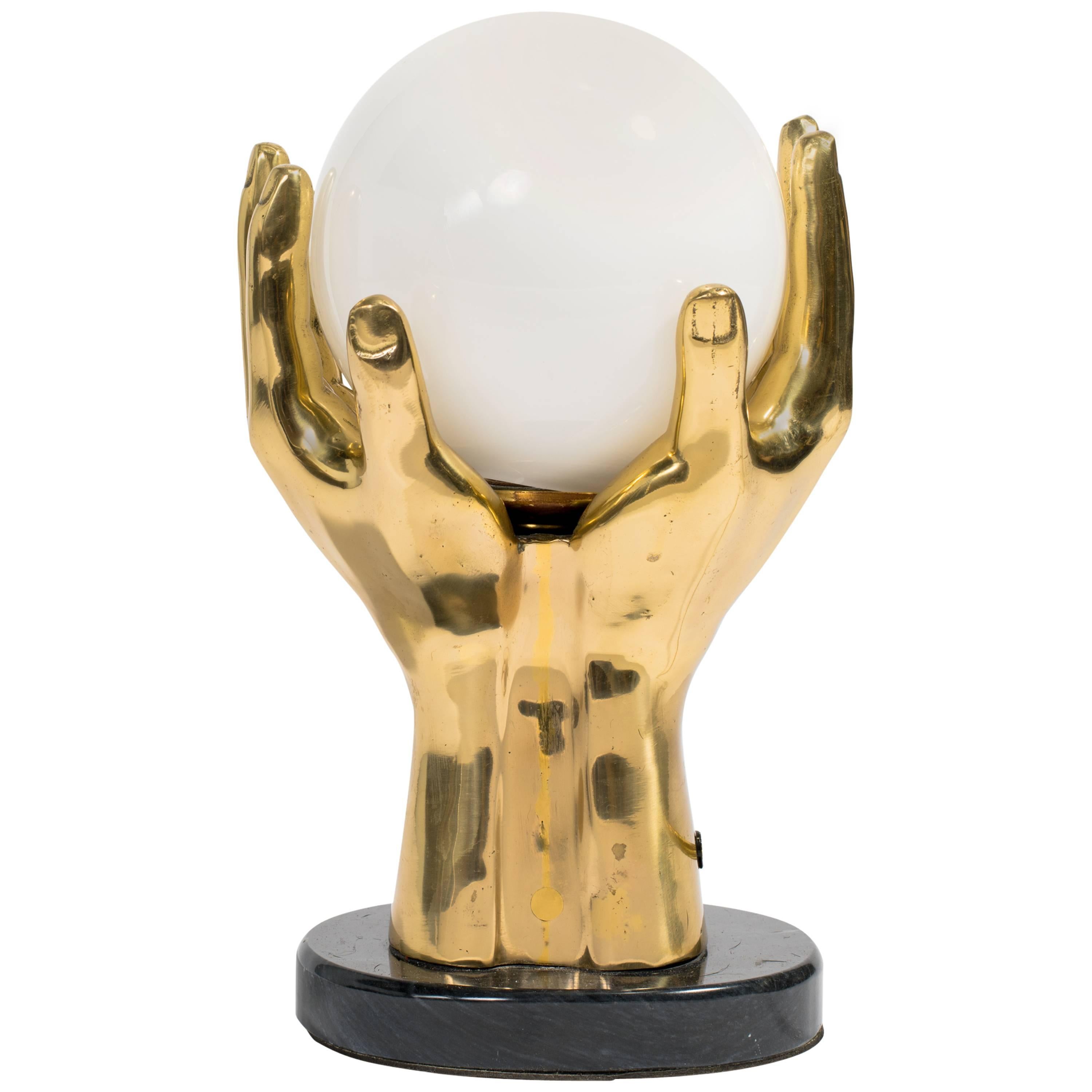 Brass and Marble Hand Table Lamp
