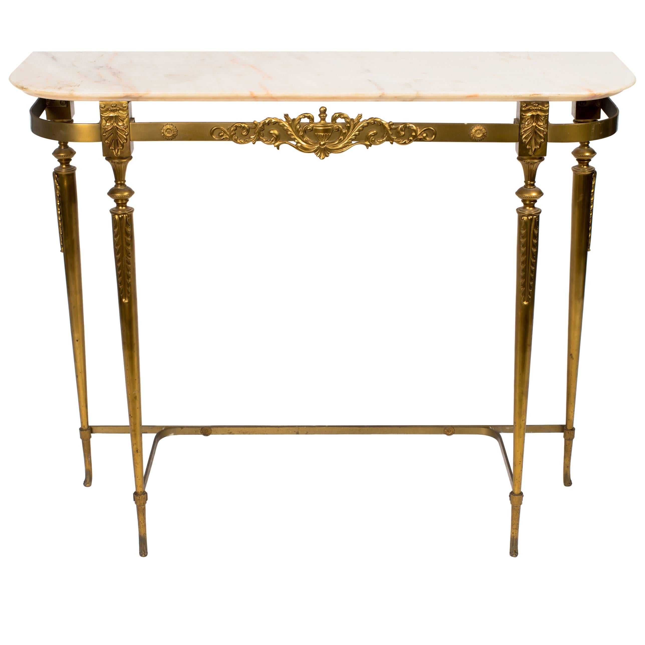 Italian Brass and Marble Console Table