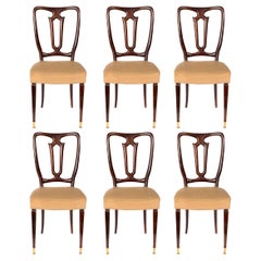 Set of Six Italian Mahogany Dining Chairs