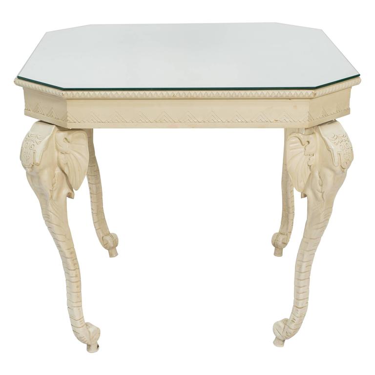 Carved Painted Elephant Occasional Table For Sale at 1stdibs