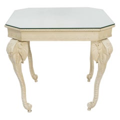 Carved Painted Elephant Occasional Table