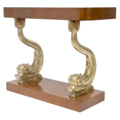 Vintage 1940s Silvered Dolphin Console Table